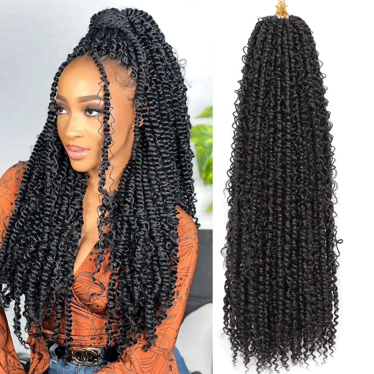 Boho Style Passion Twist Hair 22 inches long pre-Twist crochet goddess Passion Twist pre-loop curl crochet Boho Style Tw