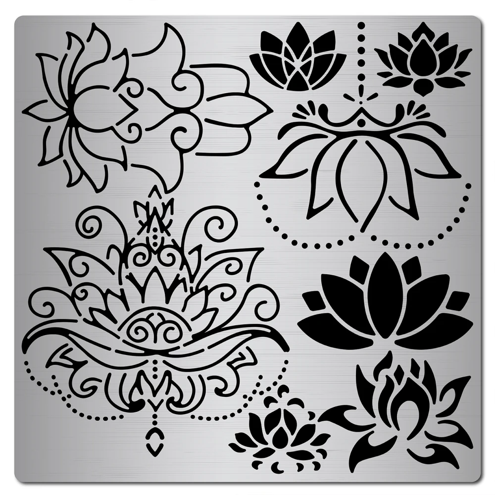 Lotus Metal Stencil Flower Yoga Stencils Floral Painting Reusable