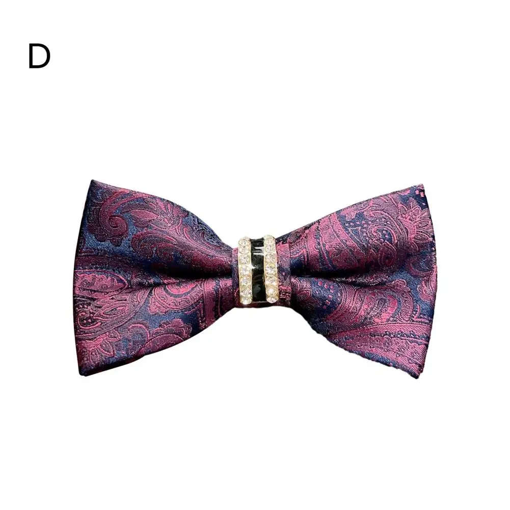 

Men Jacquard Bow Tie Exquisite Satin Rhinestone Decor Men's Bow Tie for Formal Business Style Bright Color Smooth Solid Color