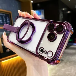 Handheld Magnetic Bracket with Flash Powder Shockproof Cover for Poco C81 (Purple)