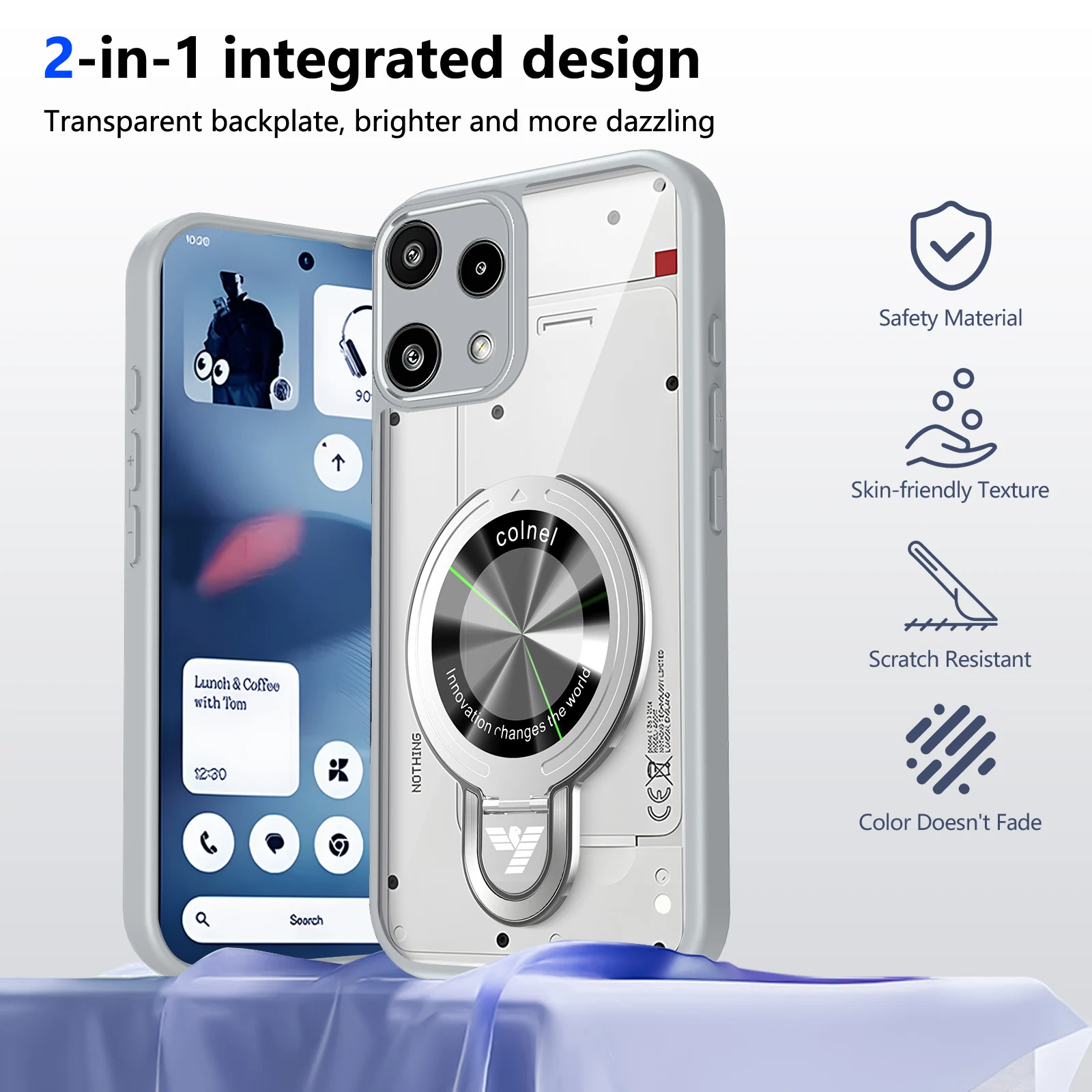 Stylish Transparent Magnetic Stand Back Cover