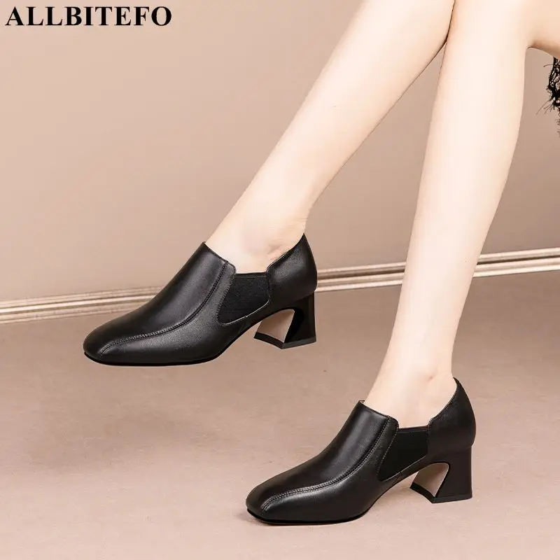 

Size 33-43 Comfortable Soft Genuine Leather Girls Women Heels Shoes Fashion Woman Office Work Shoe High Heels Easy To Walk