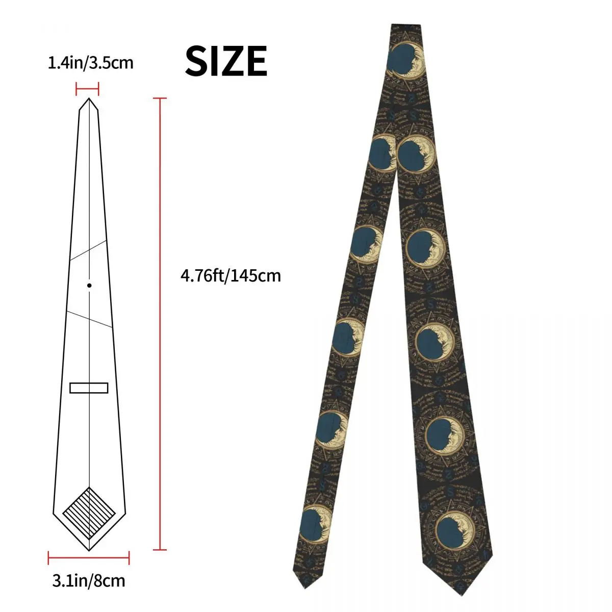 Mens Tie Slim Skinny Moon In An Octagonal Star Necktie Fashion Necktie Free Style Men Tie Party Wedding
