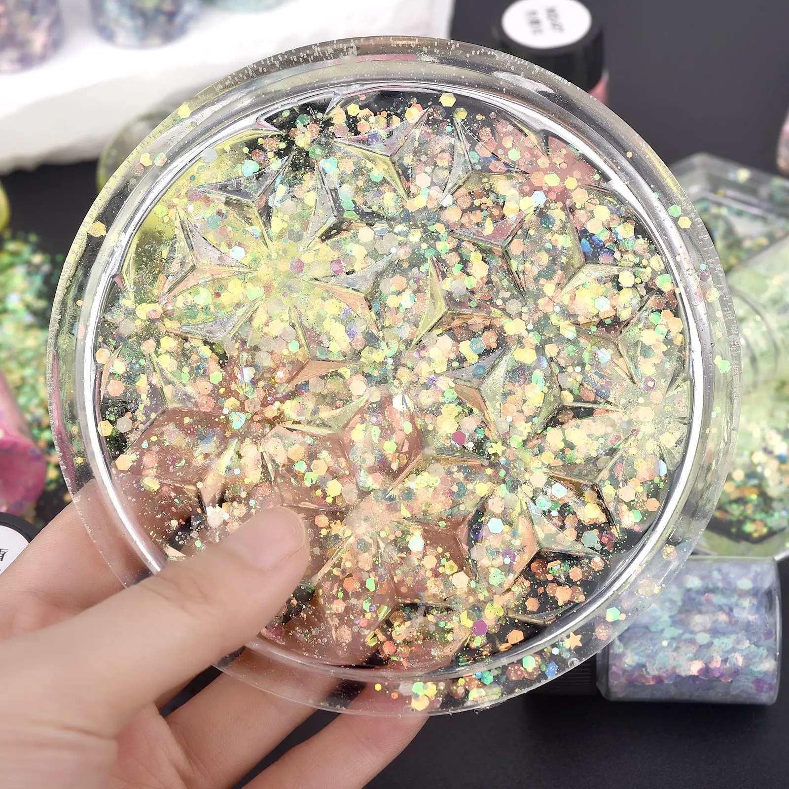 10g/Bottle Luminous Sequins DIY Epoxy Resin Filling Geometric Shaped Gliter Sequins Jewelry Resin Crafts Making For Makeup Nail