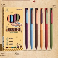6pcs Multi Color Gel Pens Set Cream / Retro Colors Soft Holding 0.5mm Ballpoint Quick Dry Ink for Writing Office School A7780 1