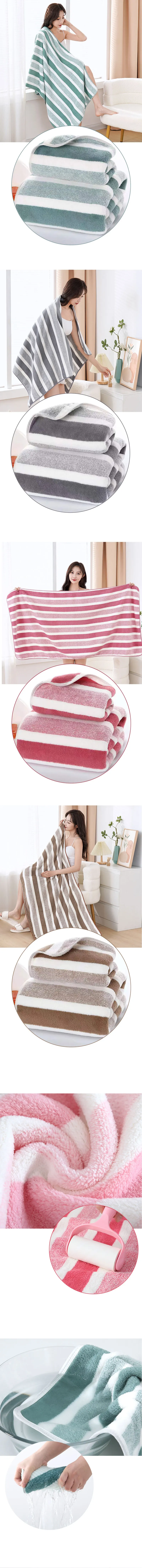 Description Picture 2 of item Striped Pattern Towel Set Soft Hand Towel Bath Towel Quick Drying Absorbent Towels For Bathroom Thick and soft face cloth