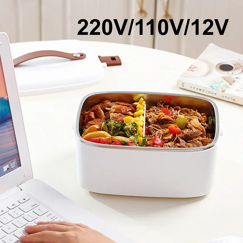 

220V 110V 12V 1.8L Outdoor Electric Lunch Box Car Portable Stainless Steel Heating Box Thermal Insulation Water-Free Lunch Box