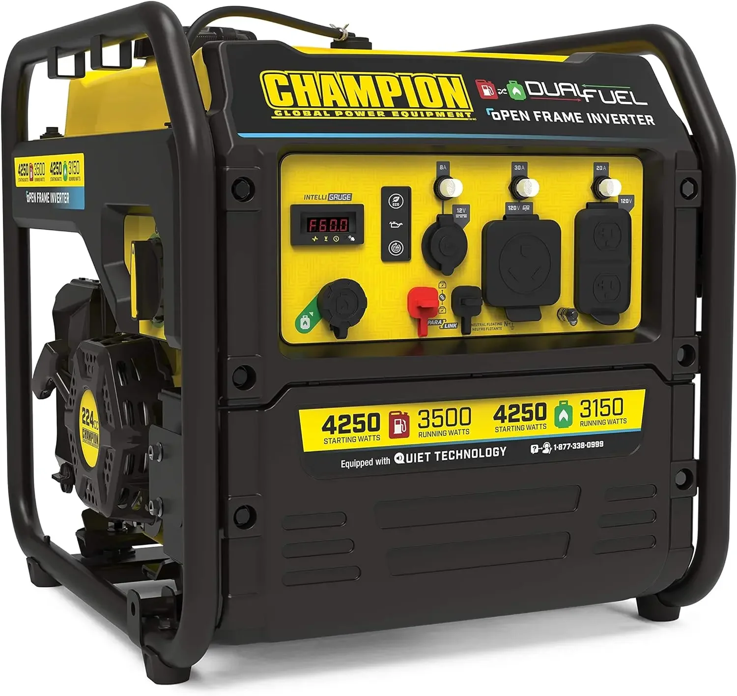 Portable Power Station 4250-Watt Dual Fuel RV Ready Portable Open Frame Inverter Generator with Quiet Technology