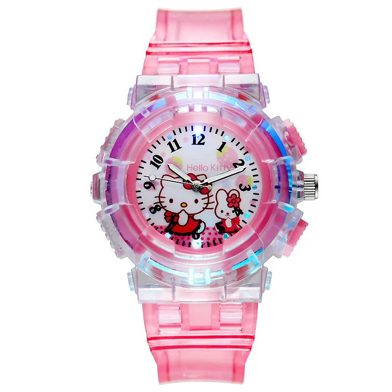 Watch Kawaii Melody Cinnamoroll Children LED Luminous Watch Kuromi HelloKittys Student Wrist Watch Kids Birthday Gift Toy 5