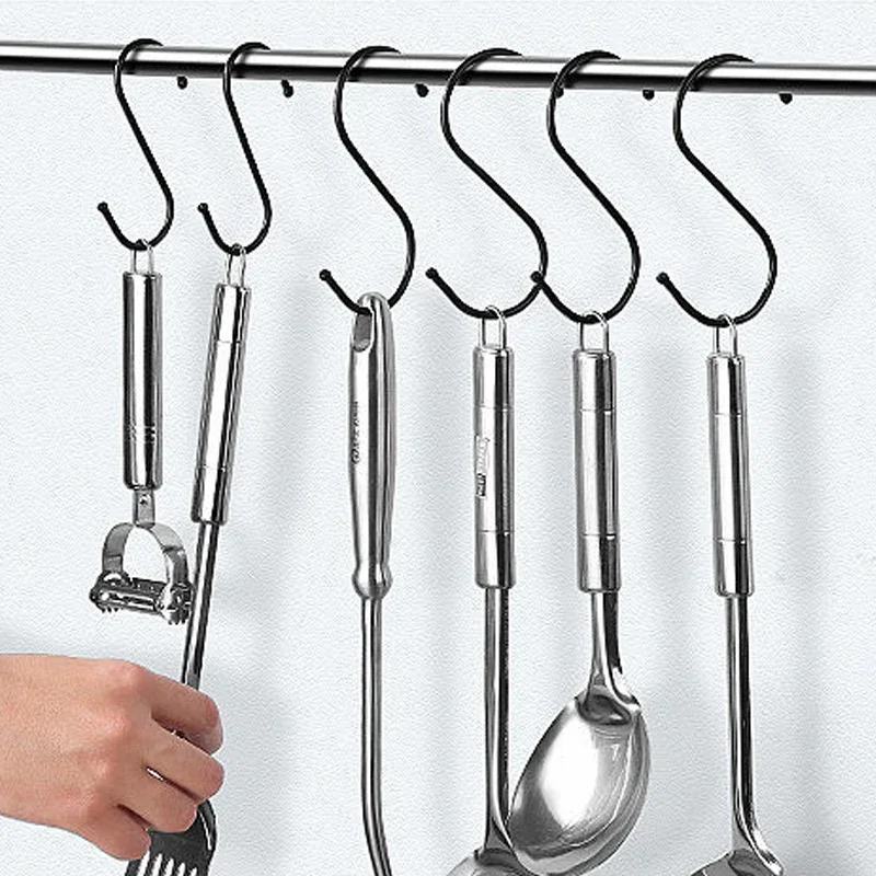 Kitchen Hooks Hanging Metal Hook Stainless steel closet organizer handbag holder Kitchen tools 10/50pcs