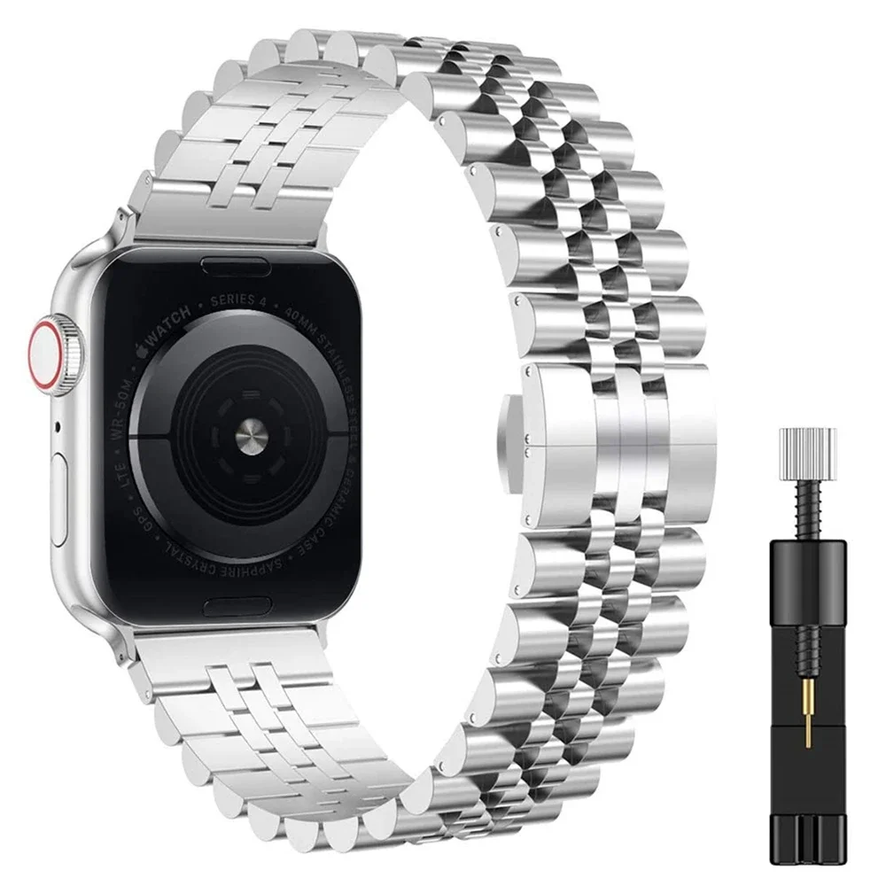 Premium Stainless Steel Metal Watch Strap Replacement Belt, Compatible with Apple Watch