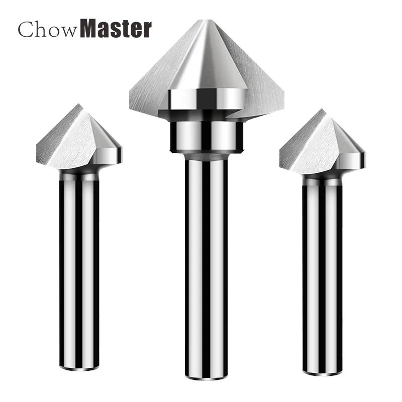 Drill Bit 1 Flute 3 Flute Chamfer Countersink Drill Bit 6pcs 6.3-20.5mm 90° Degree HSS Chamfering Cutter Wood Metal Hole Drillin