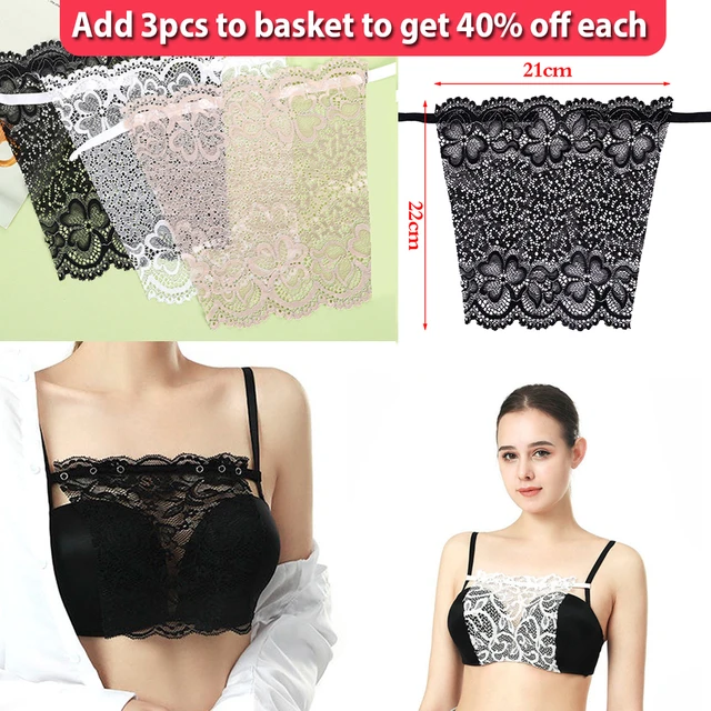 Ladies Clip On Lace Mock Camisole Bra Insert Wrapped Chest Overlay