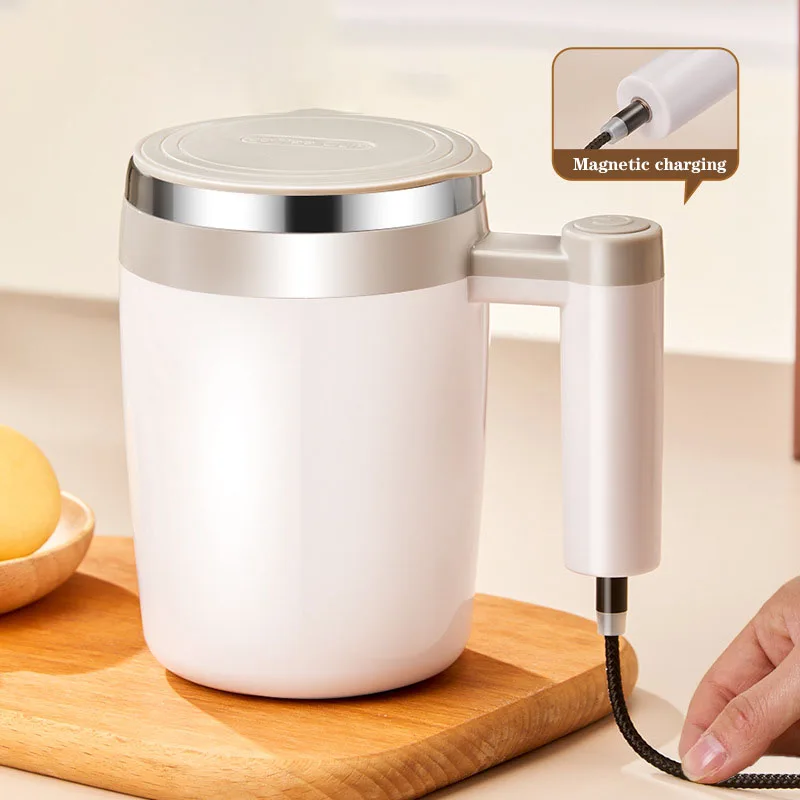 USB 충전식 자동 교반 머그잔, 스테인레스 스틸, 레이지 커피 컵, 커피 우유 믹서, 교반 컵, 400ml