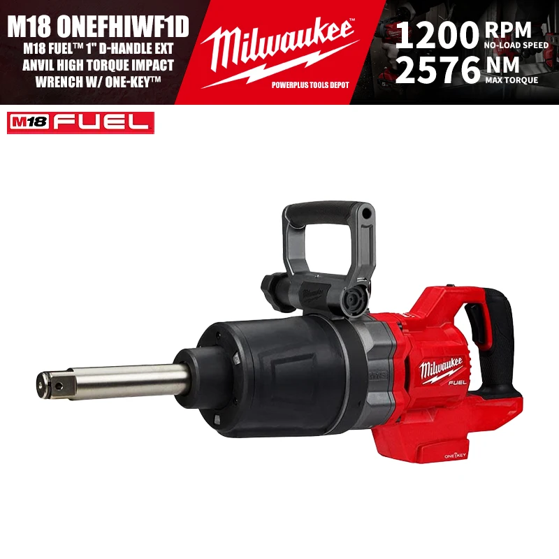 

Milwaukee M18 ONEFHIWF1D/2869 M18 FUEL™ 1" D-Handle Ext. Anvil High Torque Brushless Cordless Impact Wrench ONE-KEY™ 2576NM