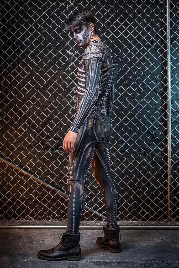 Men Skeleton Costume Purim Halloween Party Jumpsuit Adult Zentai Bodysuit Long Sleeve Carnival Performance Outfit cosplay costume men festival costume set