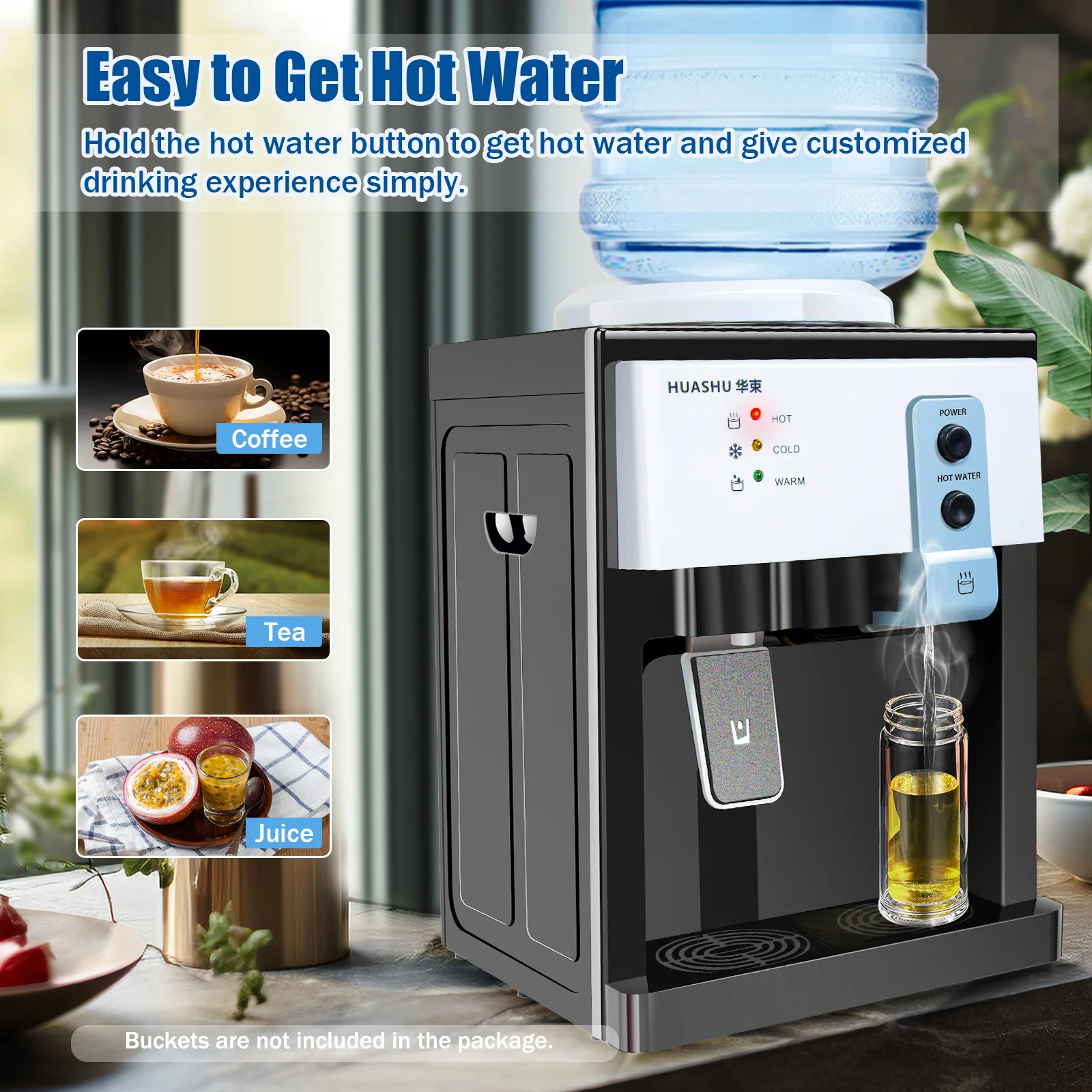 110V Hot/Cold Water Dispenser 1.1-4.9 Gal Large Capacity Desktop Electric Water Dispenser Machine 6