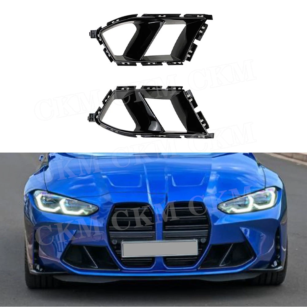 

ABS Carbon Look Front Bumper Air Inlet Grille For BMW M3 M4 G80 G82 G83 2021+ Gloss Black Air Vents Decorative Spoiler Body Kits