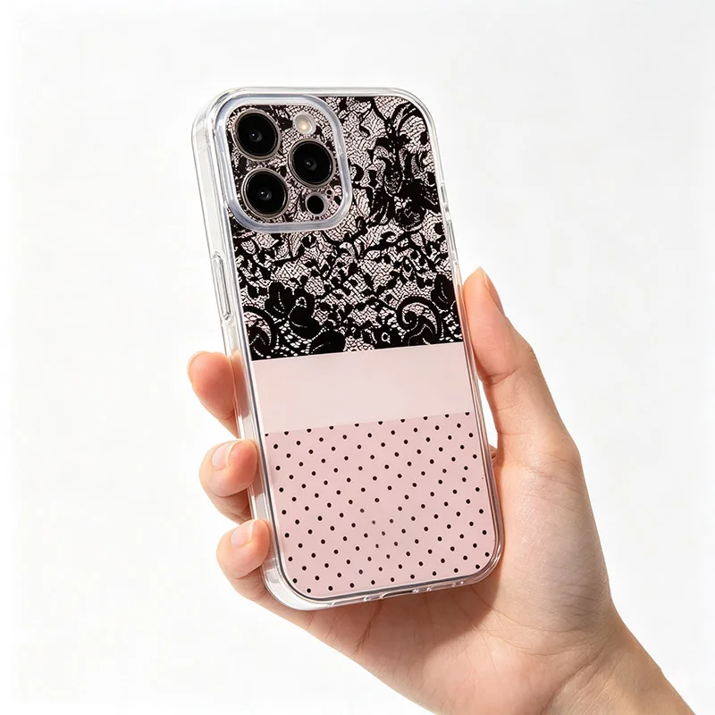 Elegant White Lace Polka Dot Phone Case