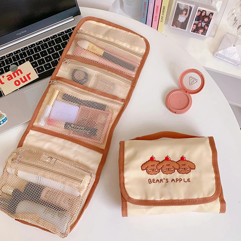 

Cute Folding Storage Bag New Simple Multi-Fold Bear Cosmetic Bag Ins Wind Portable Travel Storage Bag