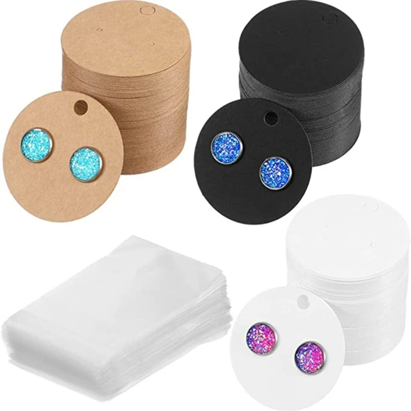 

100Pcs Kraft Earring Ear Studs Display Cards with 2 Pre-Cut Holes Blank Jewelry Display Cards for DIY Crafts and Retail
