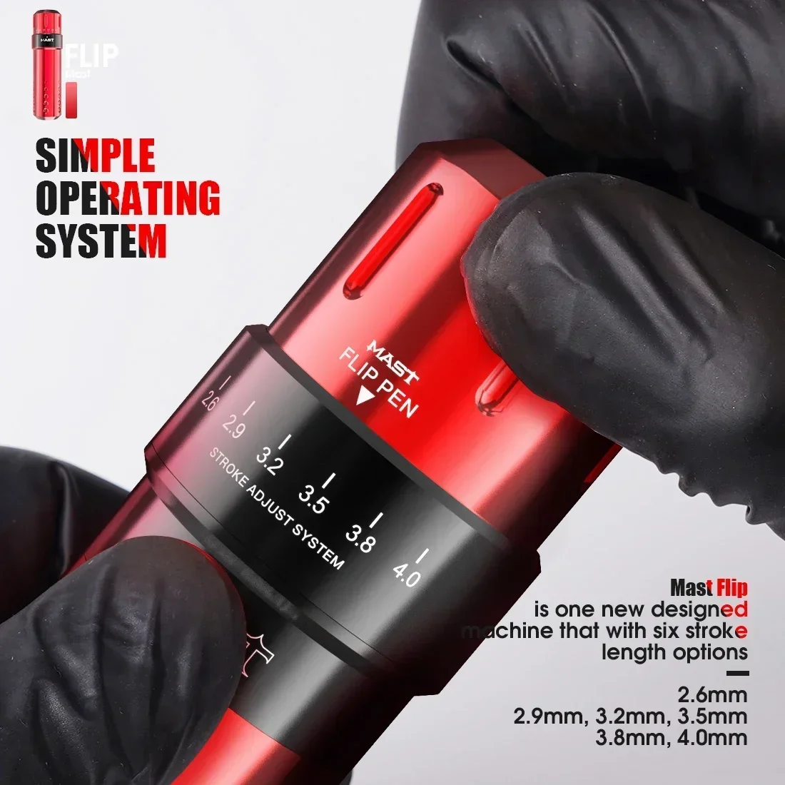 MAST Flip ＋MAST original battery Mast Flip Tattoo Pen Machine 2.6-4.0mm Stroke Wireless
