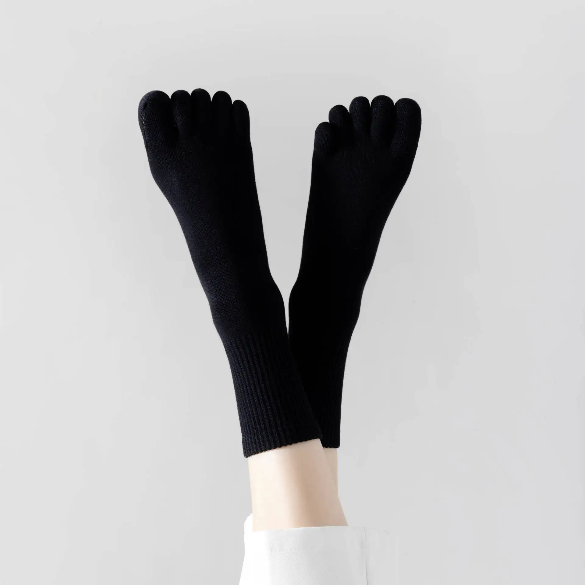 1 Paar Baumwolle Frauen Fünf-Finger-Socken Mode einfarbige weiche Baumwolle atmungsaktive elastische Knöchel kurze Socken Grils Sport Toe Sokken – Detail 19