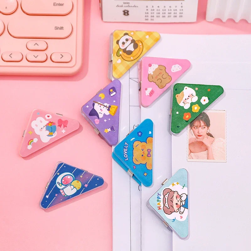 5pcs Kawaii Triangle Corner Clips Cute Bookmarks Page Holder Paper Clips File Index Photo Clamp Korean Stationery Desk Organizer 5pcs mini color corner clip set ins colorful plastic test page holder paper bookmarks clamp file index photo office binder