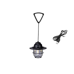 Vintage Rechargeable LED Lantern, Durable Portable Light for Outdoor Camping and Home Decor (Black)