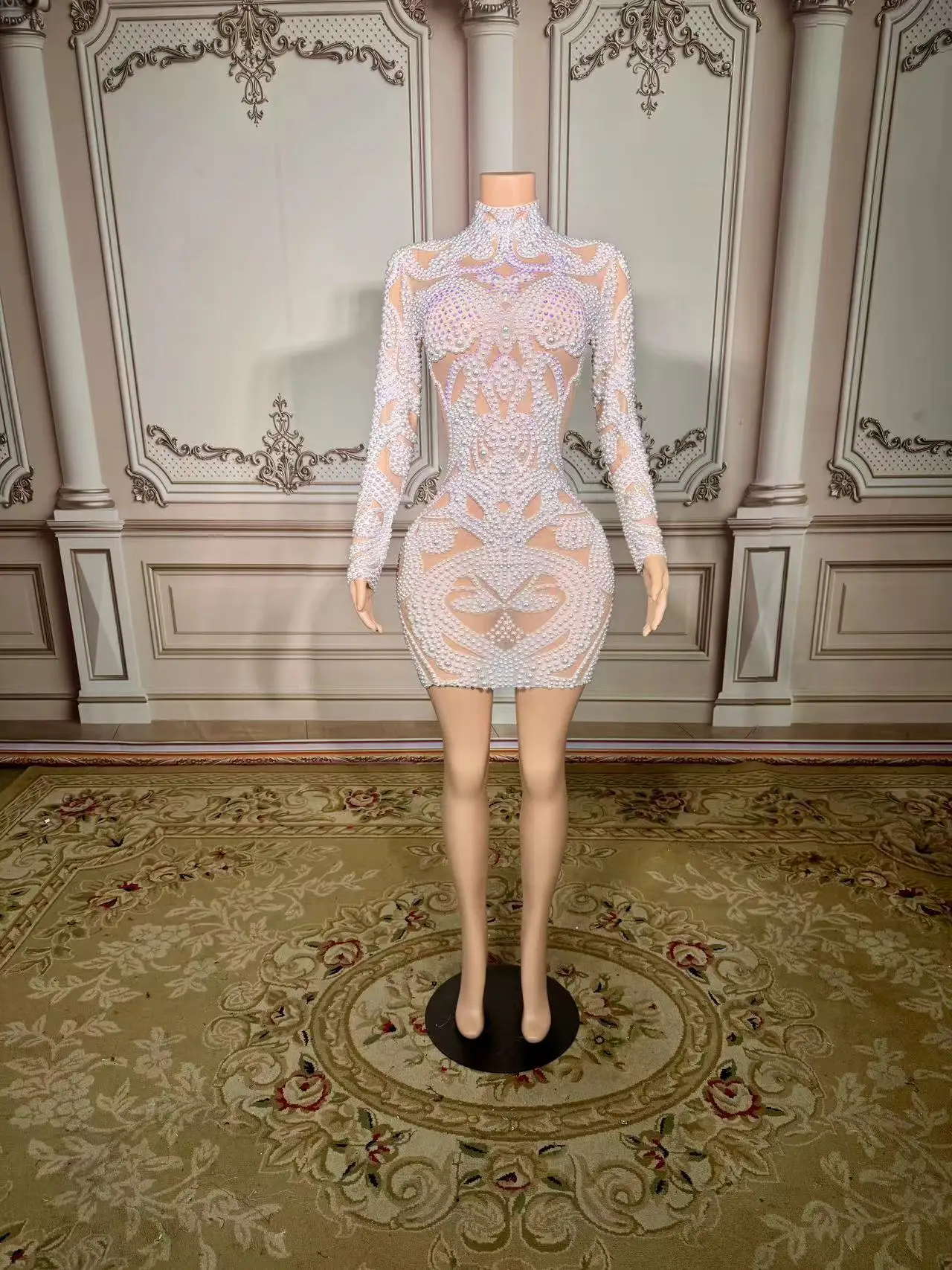 white christmas dresses Club Exx Iridescent Cosmic Disco Holographic Mirror Hooded CorsetMini Dress main image 1