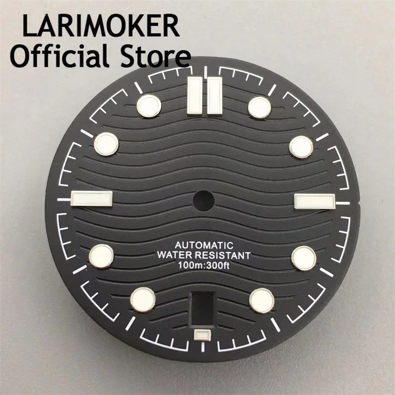 LARIMOKER 31mm Watch Dial Sterile white /Black /blue /green face Fit  NH35 date at 6 o'clock Movement Accessories