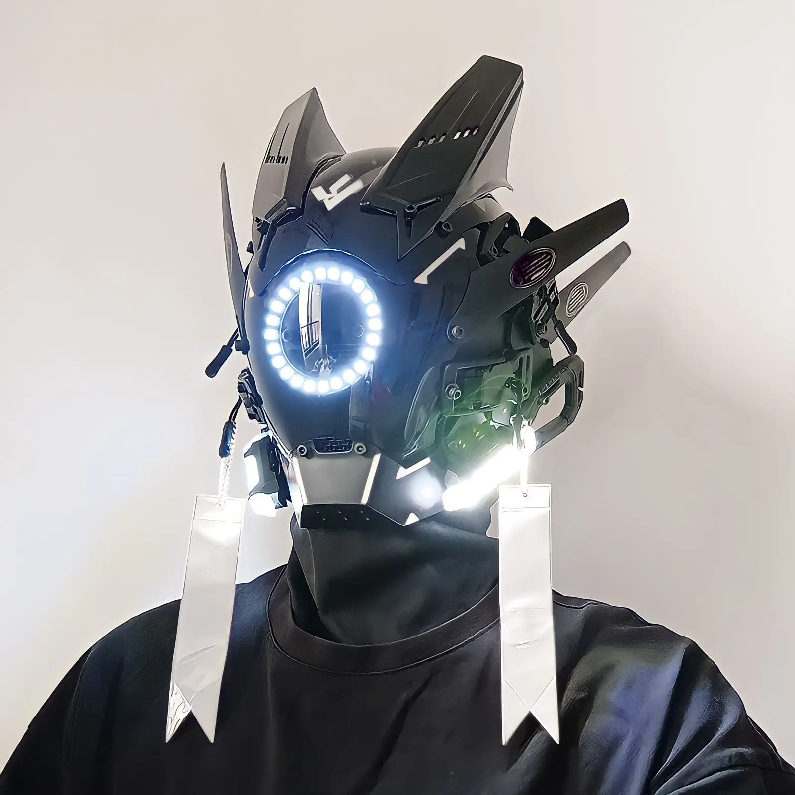 

Маска Cyberpunk светящийся на все лицо механический шлем Косплей фотография детский головной убор