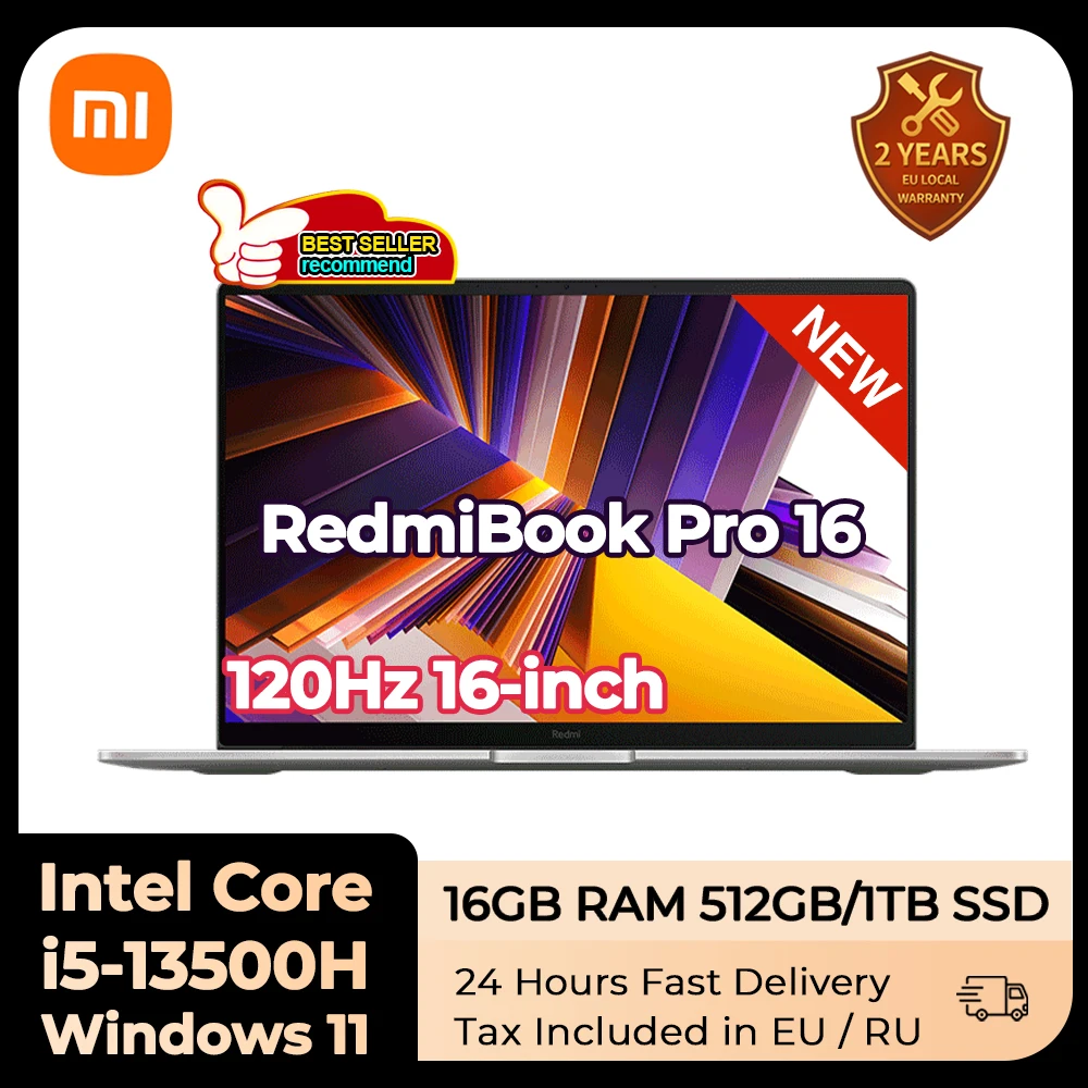 

Xiaomi RedmiBook 16 Laptop 2024 13th intel i5-13500H Xe Graphics 16GB DDR5 512GB/1T SSD 16-inch 120Hz IPS Screen Notebook PC