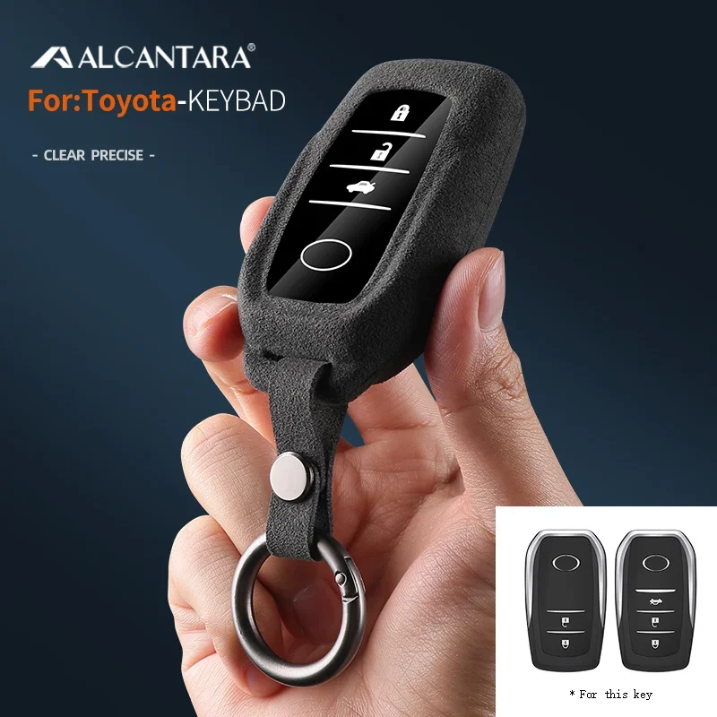 Alcantara 스웨이드 원격 자동차 키 쉘 케이스, 도요타 프라도 크라운 캠리 코롤라 시에나 하이랜더 RAV4 용 커버