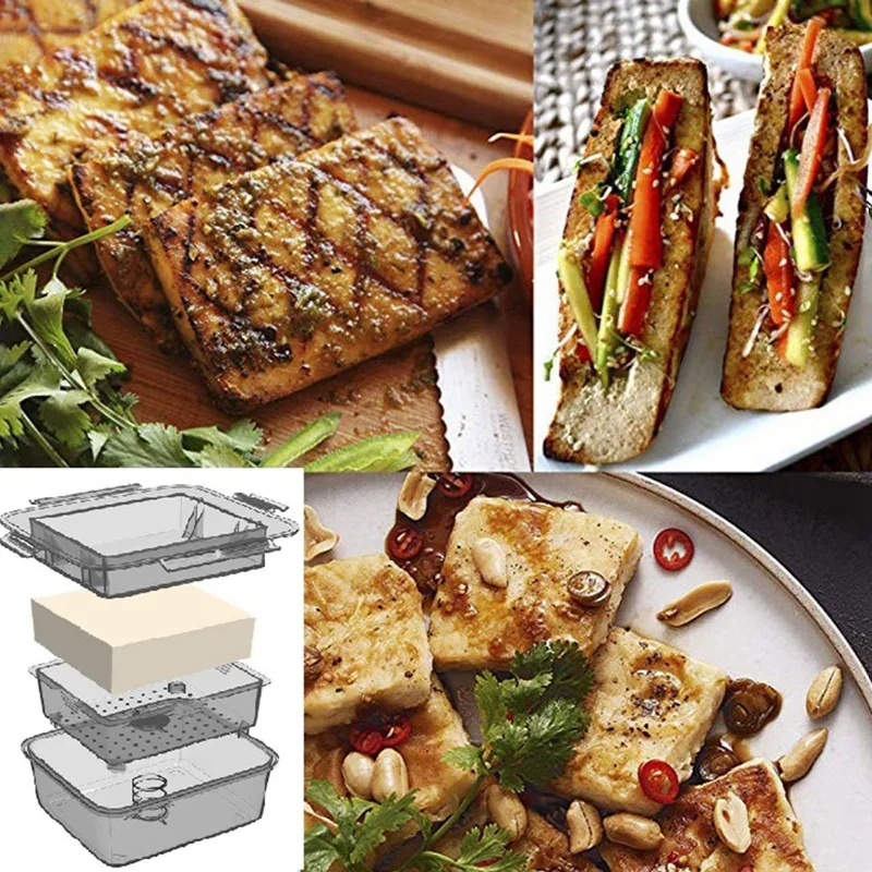 Tofu Press Tofu Drainer 3-Layer Press Built-in Drainage Water Removing Tool Dishwasher Safe Kitchen Cooking Tool HOT