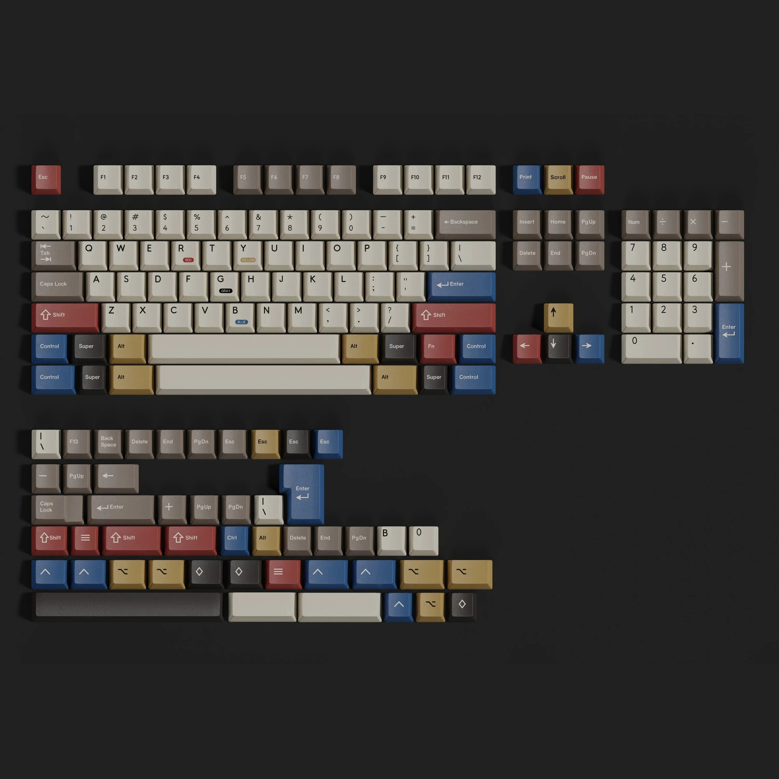Gmk 159 Keycaps Dye Sub Pbt Material para Interruptor Mecânico Keycaps Retro 100 Cherry Profile Split Keybar