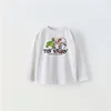 Fashion White Long Sleeve Tshirt Casual Loose Round Neck Base Shirt Cartoon Print Tees Boys Spring Autumn Wear All-match Tops 5