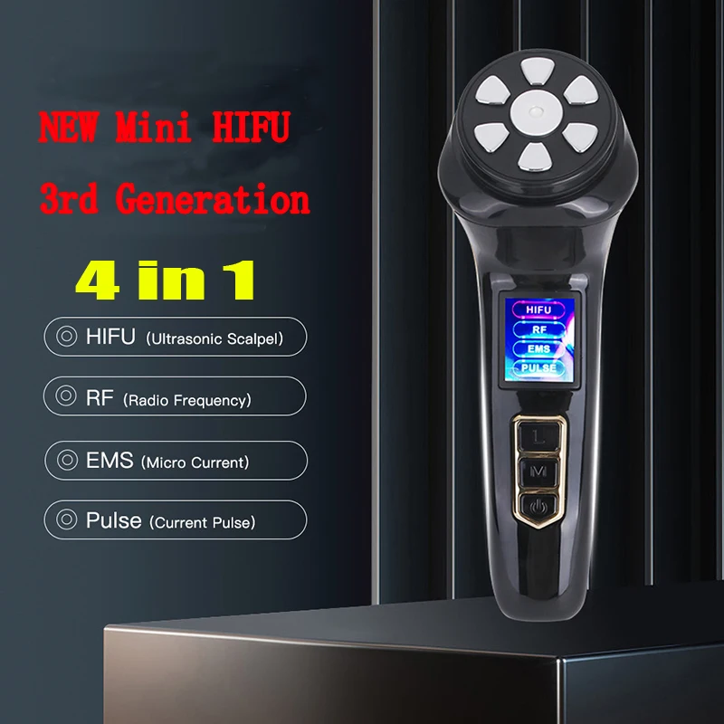 

Newest 4 in 1 Mini HIFU Machine Ultrasound RF Facial Lifting Device EMS Lift Firm Tightening Skin Wrinkle Face Care Beauty Tools