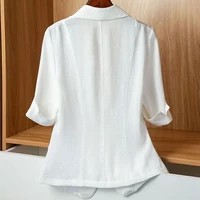 Veste blazer à manches courtes pour femme, style décontracté, style coréen, nouvelle collection été 2024, couleur unie, petit costume 6