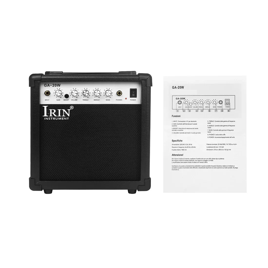 IRIN GA-20W Mini Electric Guita Amplifier 5 Tuning Portable Guitar For Electric Guitar Bass Tri-Band EQ Control Parts guitar amplifier