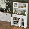 Pantry Storage Cabinet, Kitchen Hutch with Buffet Cupboard, Utility Pantry Cabinet with Microwave Stand,Tall Kitchen Cabinets 4
