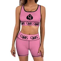 QOS – ensemble d'entraînement 2 pièces pour femmes, short de levage des fesses avec soutien-gorge de sport extensible rembourré, Jogging, Yoga, tenues de gymnastique 4