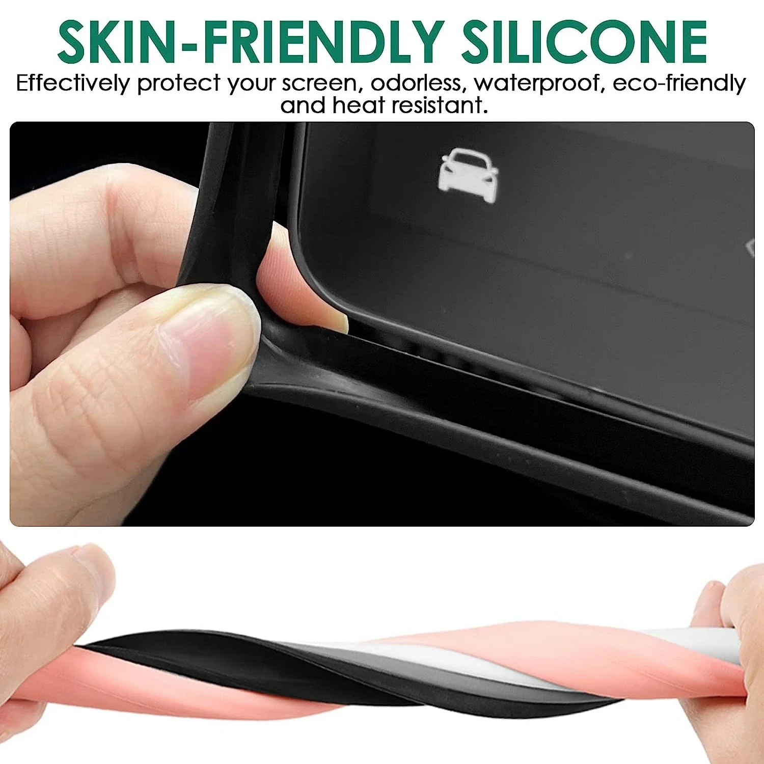 Silicone Frame Screen Protector with Edge Body Cover for Central Control Display