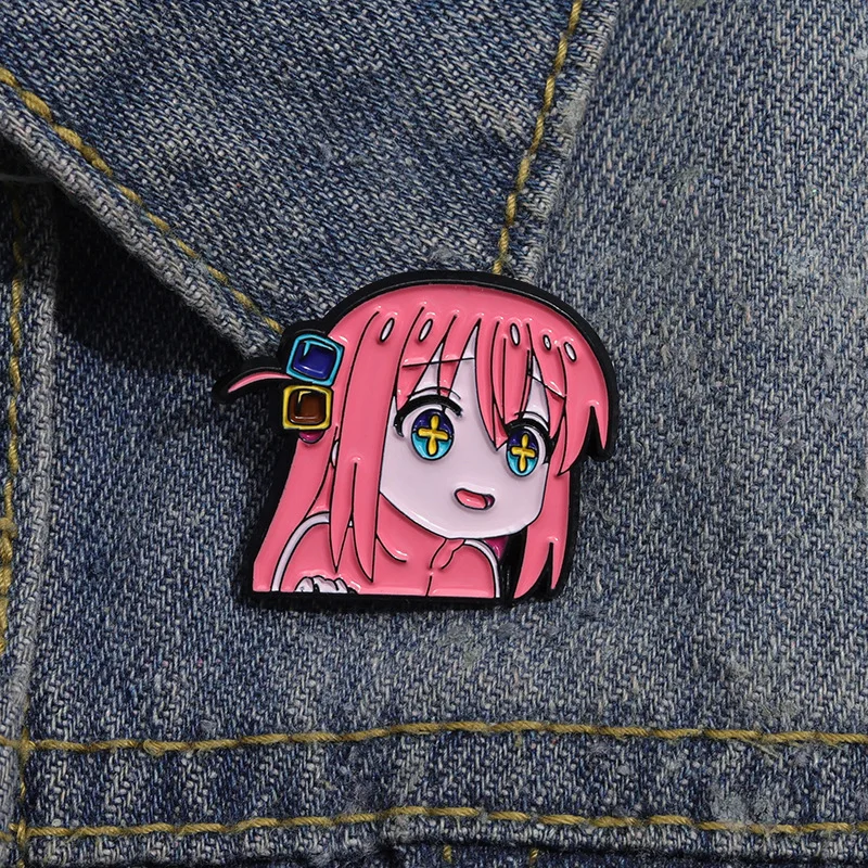 Cute Anime Bocchi the Rock Girl Pin – Cartoon Brooch Decoration for Clothes, Backpacks, and Cosplay Gifts