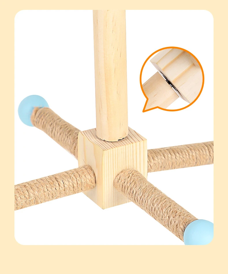 Parrot Toy Bird Toy Bird Perch Stand Parrot Rotating Balls Windmill Toy Station Stick Band Bearing Wooden Bird Perch Toy