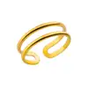 Bagues géométriques en acier inoxydable pour femmes, Texture minimaliste, couleur or, ouverture de Couple, bijoux esthétiques de mariage et de noël