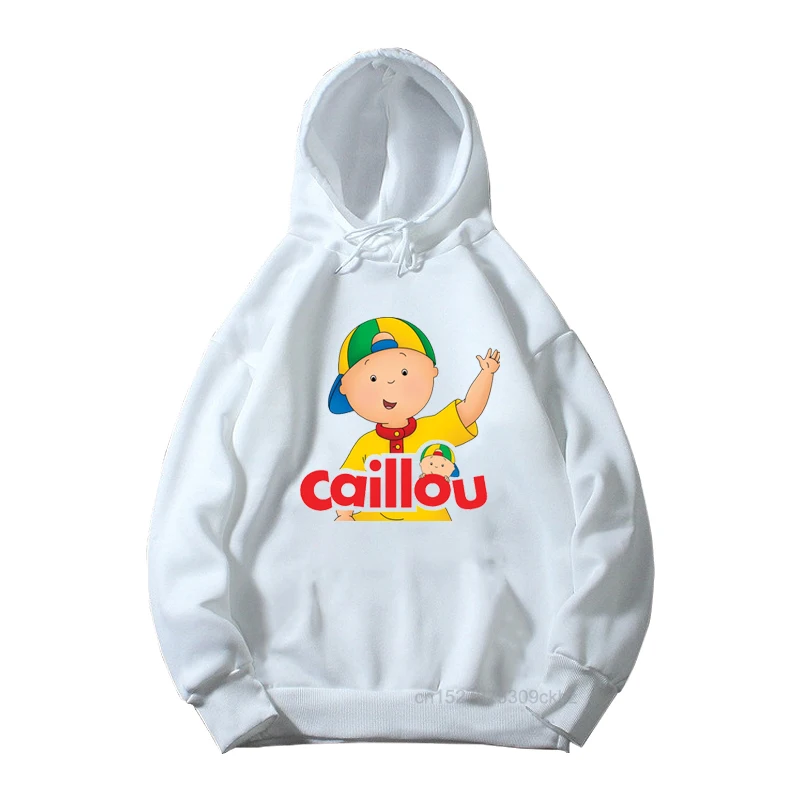 

Children'S White Hoodies Cartoon Caillou Graphical Printed Sweatshirt Boys Autumn/Winter Clothes Versatile Tops