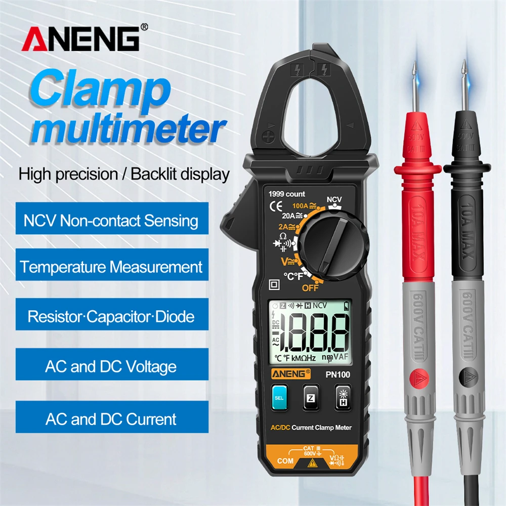 Aneng Pn100 Clamp Meter 1ma Accuracy Mini Digital Ac/dc Current Clamp