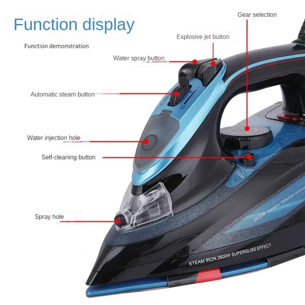 Iron,Steam Iron for Clothes 2600 Watt Wet and Dry Electric Iron, Anti-Drip,Ceramic Soleplate,Fast Heat Remove Wrinkle Of Clothes 5
