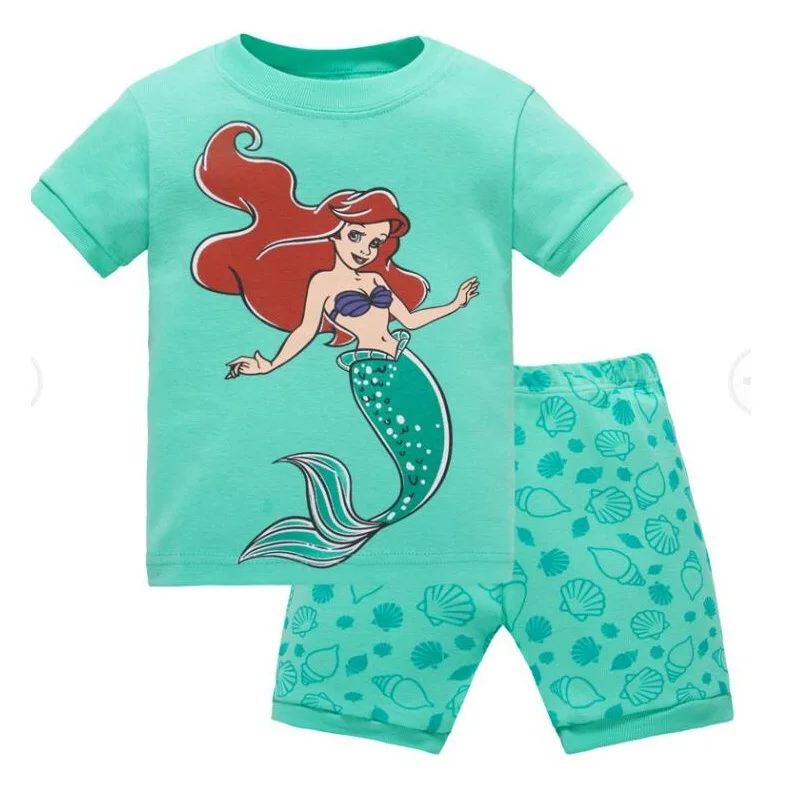 Kids pajamas set Summer Children Pajamas Set Short Sleeve Mickey Pyjamas Kids Car Boy Girls Pijamas Anna Elsa Cartoon Spiderman Baby Sleepwear